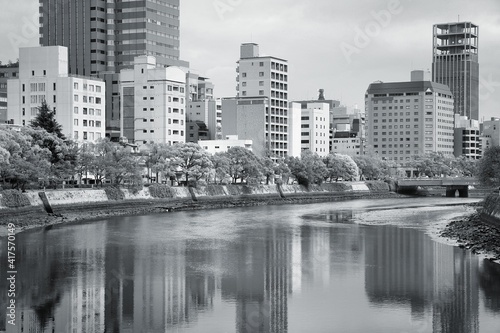 Hiroshima. Japan black and white.