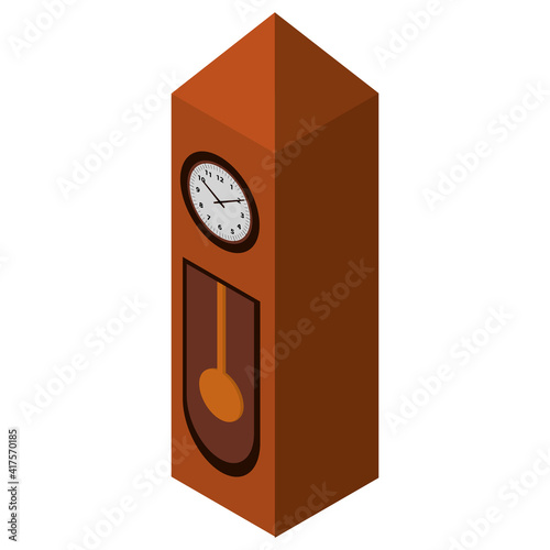 pendulum clock in a brown cube box with a conical top