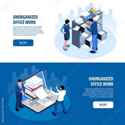 Unorganized Office Isometric Banners