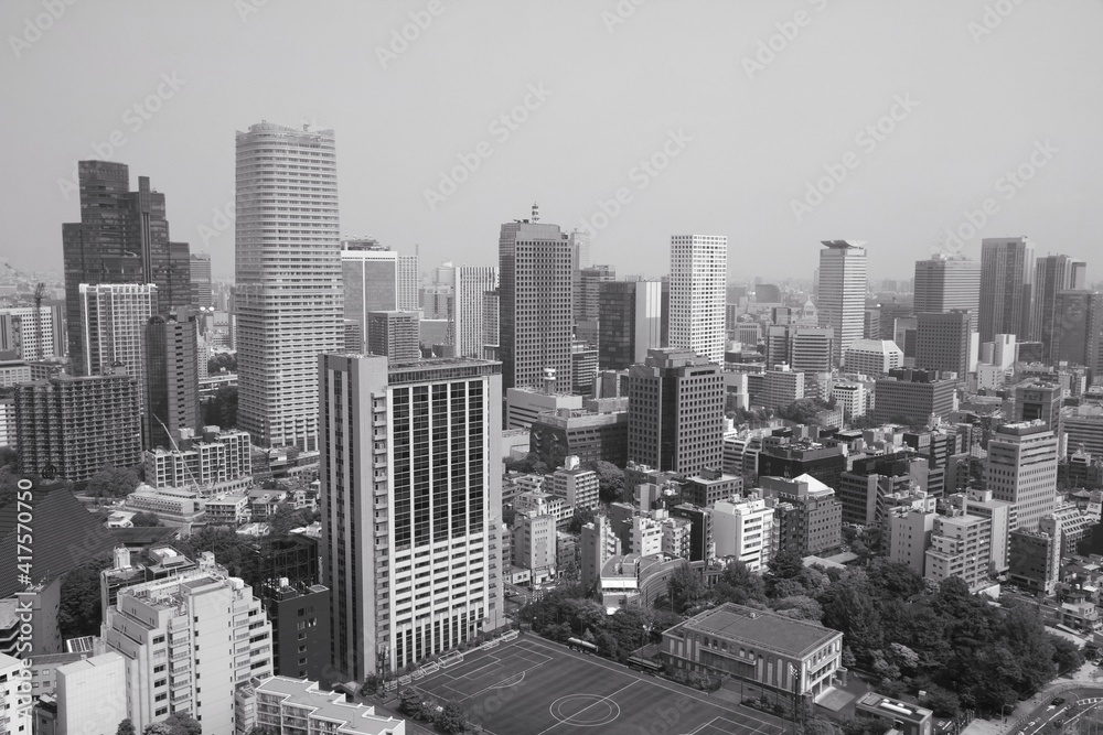 Tokyo city. Japan black and white.