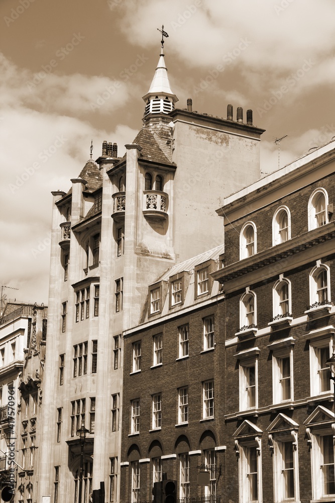 London street view. United Kingdom - London sepia. London street view. United Kingdom - London sepia.