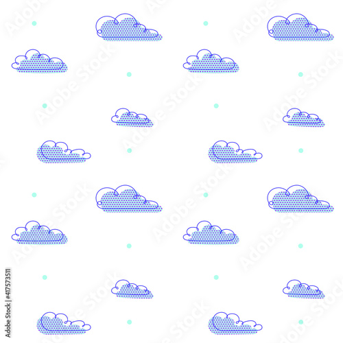 Cartoon Manga Style Cloud Walpaper Seamless Pattern for Kids Global Colors used. photo