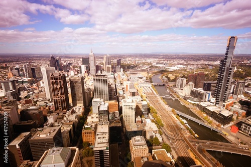 Melbourne - modern city. Urban skyline. Filtered colors style.