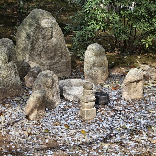 Jizo statues in Kyoto. Tourist attractions Japan. Japanese culture jizo statues. photo
