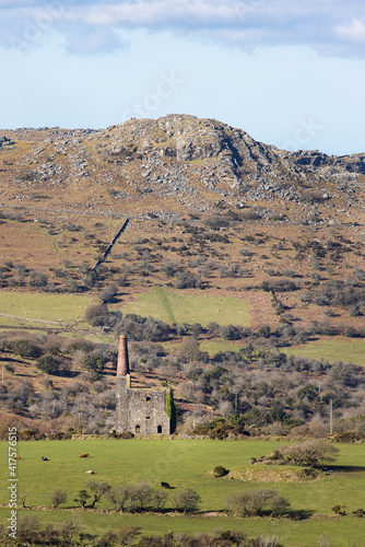 Sharptor with old engine house on Bodmin Moor Cornwall  photo