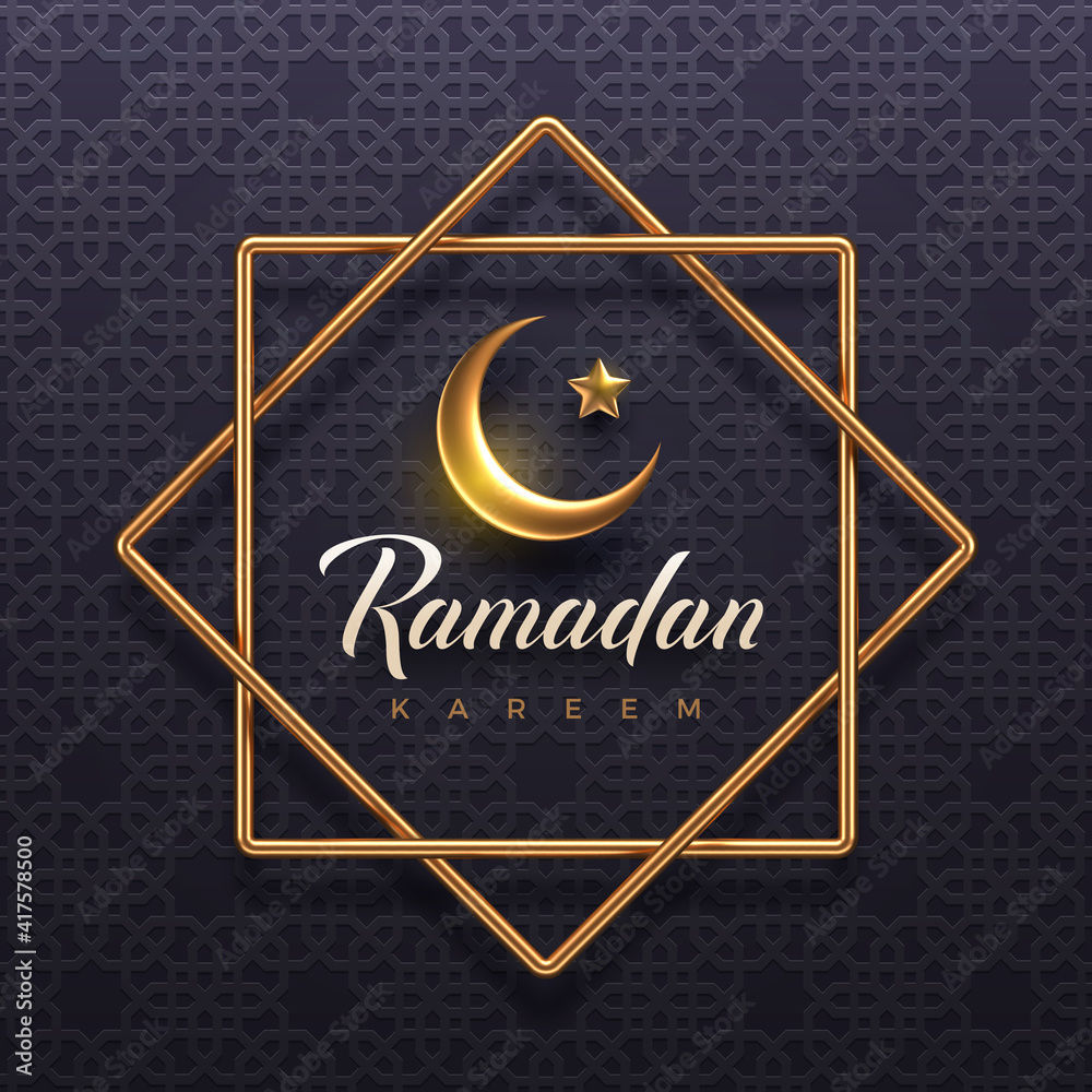 the golden crescent moon, Ramadan Kareem celebration with golden