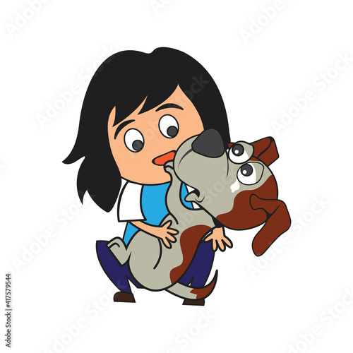 animal care concept, love, caring and affection to the animal cartoon. vector illustration