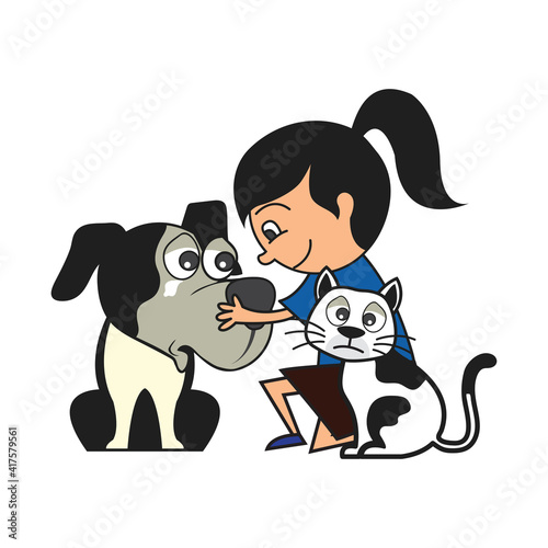 animal care concept, love, caring and affection to the animal cartoon. vector illustration