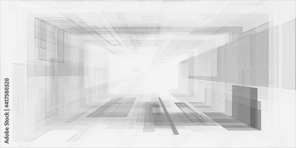 Obraz premium Tunnel tech drawing filter style digital space warp background banner and wallpapers.