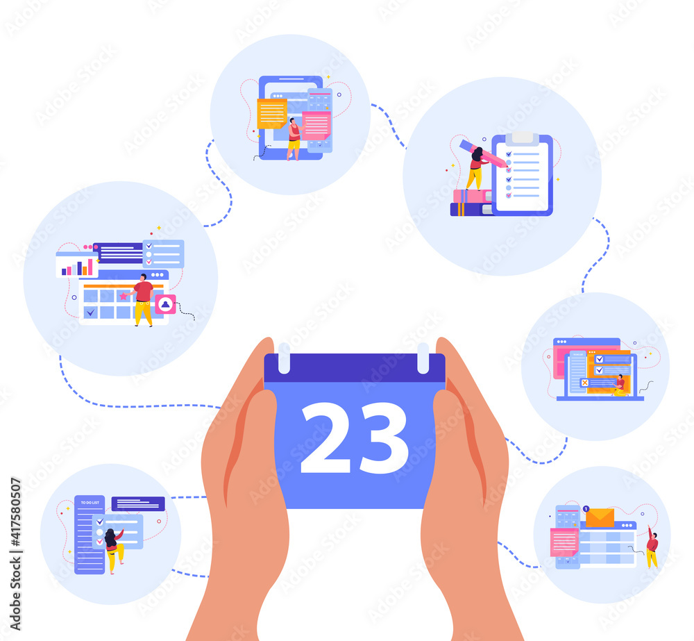 Planning Scheduling Flat Background Stock Vector | Adobe Stock