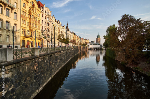 Panoramic view of Charles Bridge in Prague on a beautiful summer day, Czech Republic