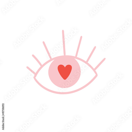 Eye with hearts, Happy valentines day and weeding design elements. Vector illustration.
