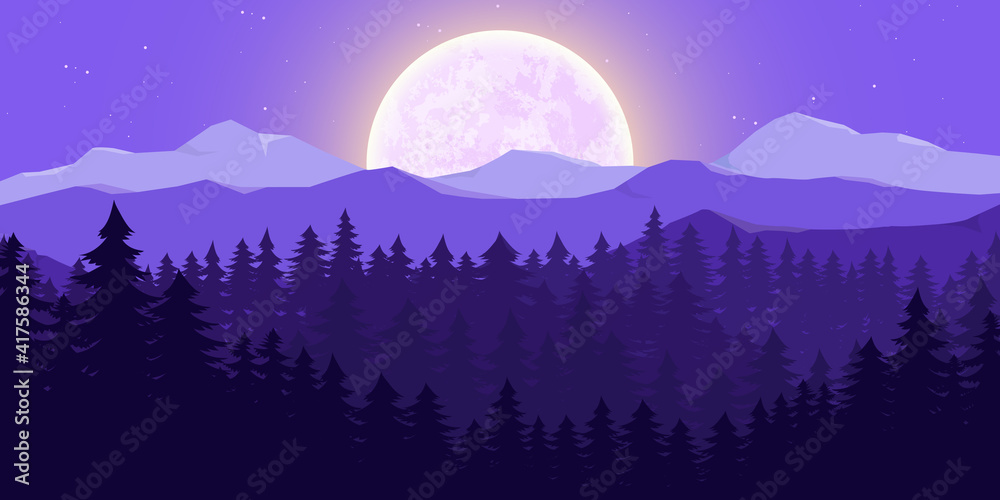Moon nature landscape background vector design illustration 