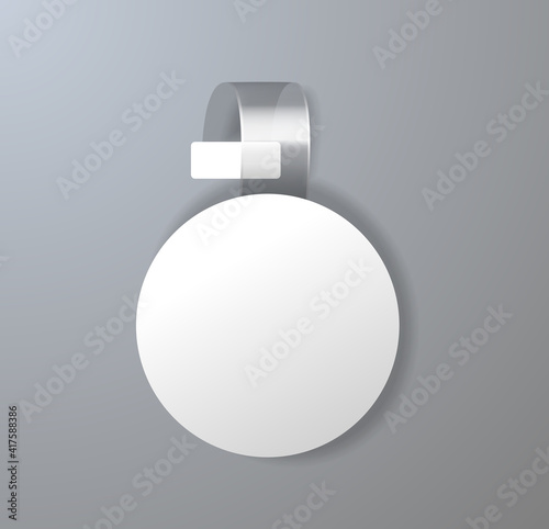 3d plastic round for shelves in store. Sale or discount label. Special offer price tag.