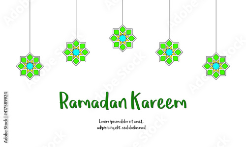 Ramadan Kareem greeting flat illustration with lantern