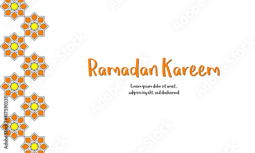 Ramadan Kareem greeting flat illustration with lantern