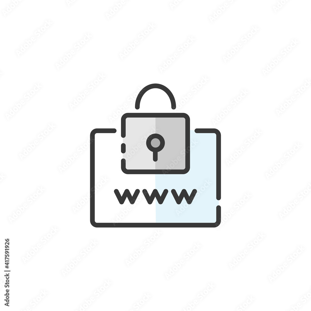 Secure web navigation. Security padlock. Internet concept. Filled color icon. Commerce vector illustration Secure web navigation. Security padlock. Internet concept. Filled color icon. Commerce vector illustration