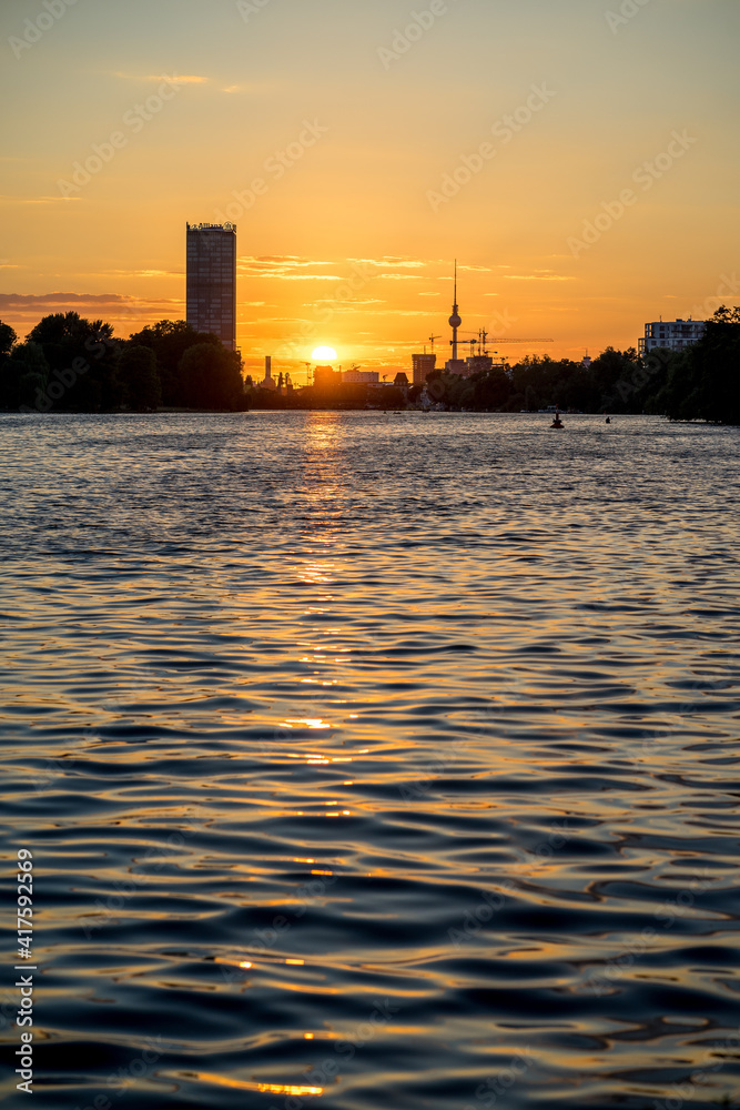 Sunset over Berlin Treptower Park
