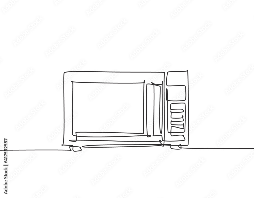 One continuous line drawing of stove microwave oven electric home