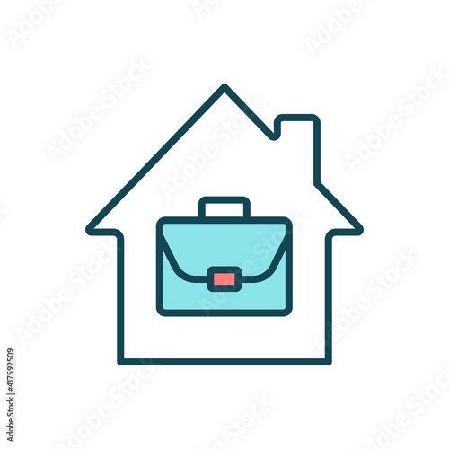 Work at home RGB color icon. Remote job. Telecommuting. Freelance and virtual assisting. Working remotely away from company office. Work-at-home during lockdown. Isolated vector illustration