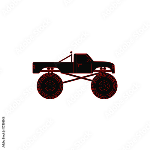 Illustration automotive monster truck silhouette logo design vector illustration