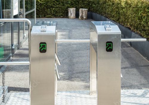 Electronic silver code operated turnstiles for various entrance