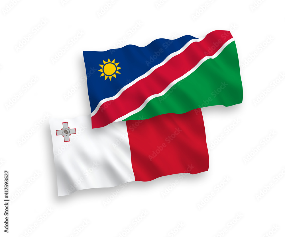 Naklejka premium Flags of Malta and Republic of Namibia on a white background