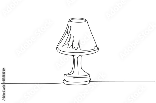 Single continuous line drawing of elegance table lamp for furniture design interior. Electronic desk lamp home appliance concept. Modern one line draw graphic vector illustration