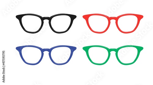 Different Color Glasses Frames. Vector isolated set of glasses icons