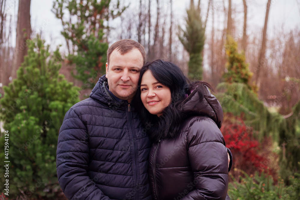 couple in love husband and wife outdoors in autumn couple in love husband and wife outdoors in autumn