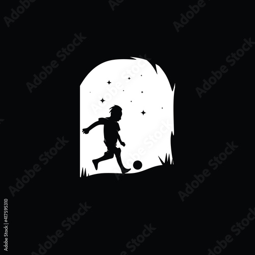 silhouette of Soccer football player man