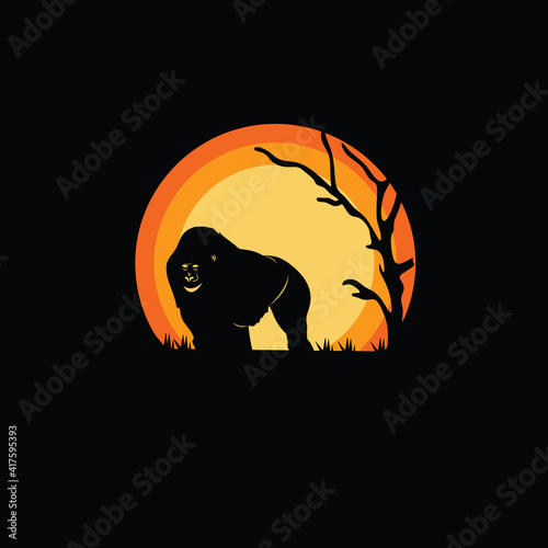 Vector image of a silhouette gorilla