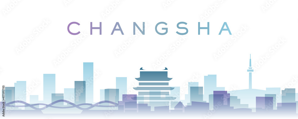 Changsha Transparent Layers Gradient Landmarks Skyline