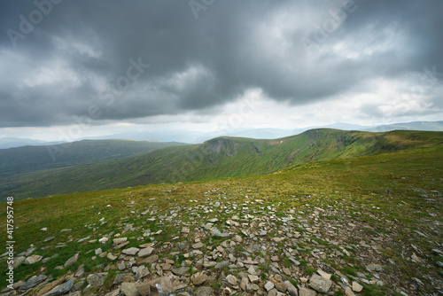 The mountain summit of Meall a Phuill from Meall Buidhe above Loch Daimh in the Scottish Highlands, UK landscapes. photo