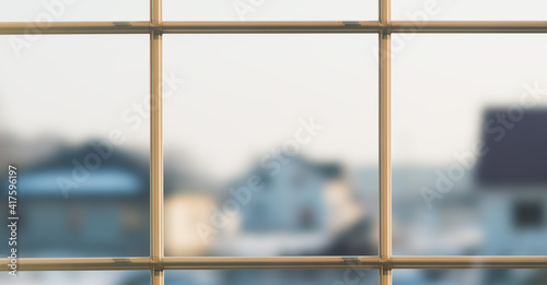 Plastic window with sprats in a new house