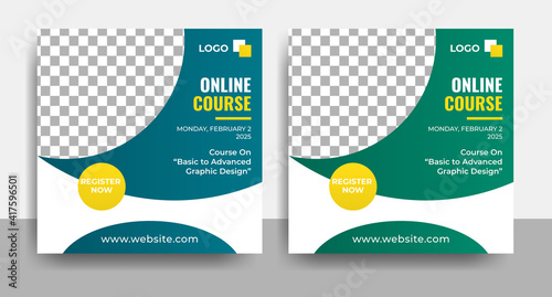online course and workshop social media post and web banner or corporate business flyer promotion