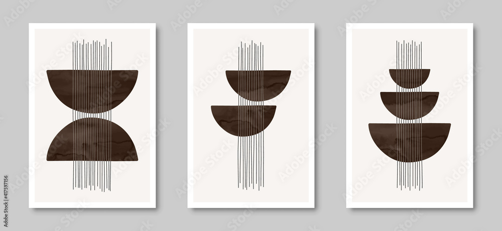 Set of trendy contemporary abstract creative minimalist compositions for wall decoration, Set of trendy contemporary abstract creative minimalist compositions for wall decoration,