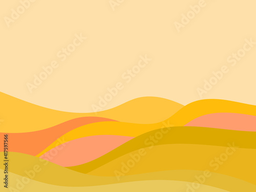 Desert landscape with dunes in a minimalist style. Flat design. Boho decor for prints, posters and interior design. Mid Century modern decor. Vector illustration