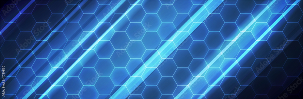 Hexagon background. Blue technology pattern. Futuristic backdrop. Hex vector illustration Hexagon background. Blue technology pattern. Futuristic backdrop. Hex vector illustration