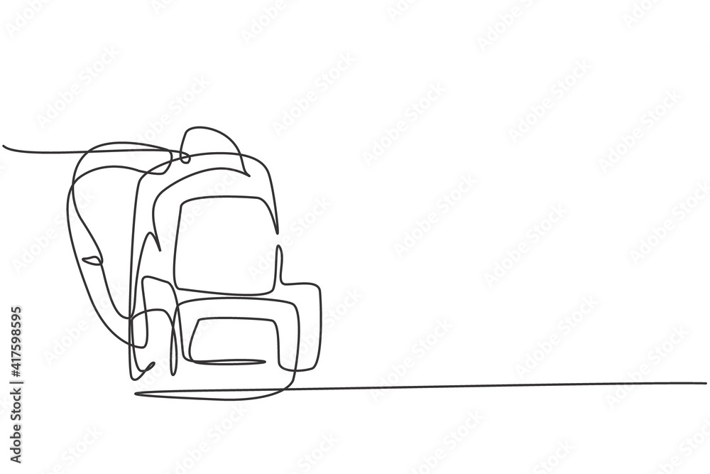 Fototapeta premium Continuous one line drawing school bag for elementary school student. Back to school hand drawn minimalism concept. Single line draw design for education vector graphic illustration