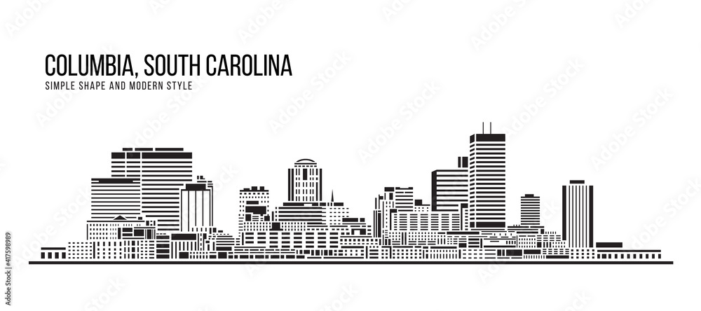 Cityscape Building Abstract Simple shape and modern style art Vector design -  Columbia city, South Carolina