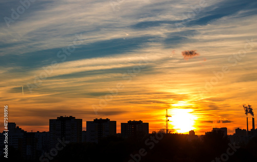 Townscape with clouds on sunset  nature background