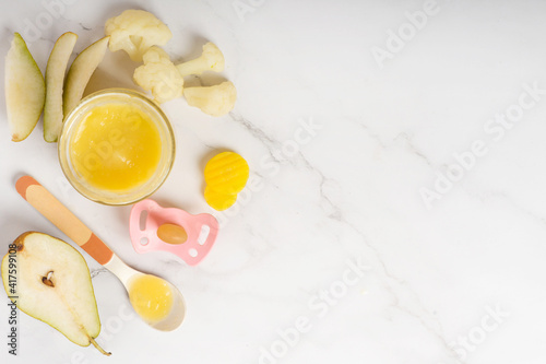 baby food in a jar, pear puree