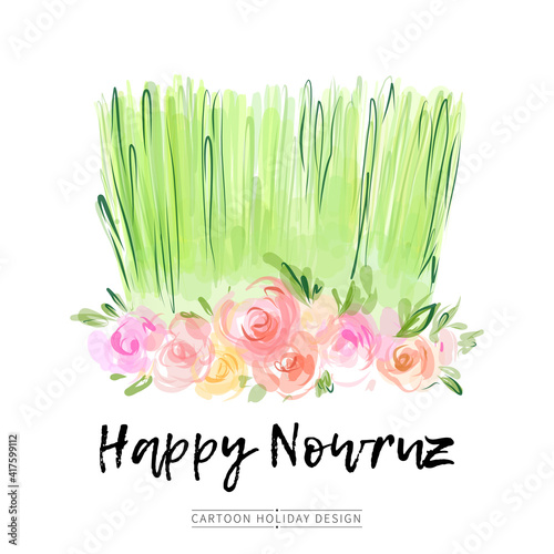 Happy nowruz iranian spring holiday greeting card. photo