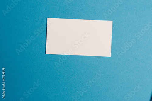 white business cards on the table mockup Copy Space