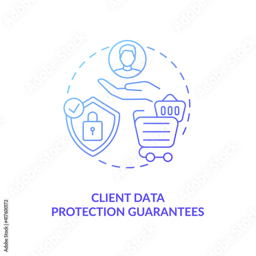 Client data protection guarantees concept icon. Online pharmacy company idea thin line illustration. Professional service. Safe Online drug store signs. Vector isolated outline RGB color drawing.