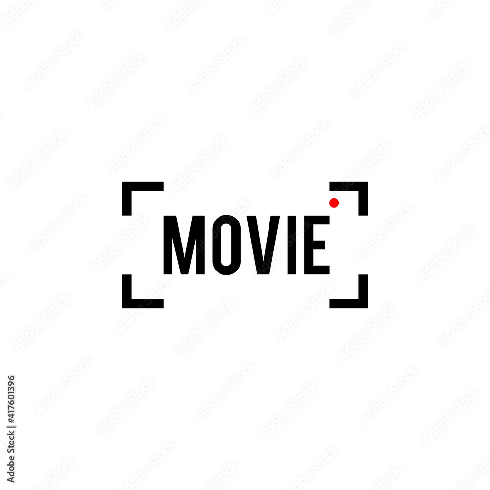 Letter Movie and Small Red Dot in a Black Viewfinder Isolated on White Background, Conceptual Vector Illustration Letter Movie and Small Red Dot in a Black Viewfinder Isolated on White Background, Conceptual Vector Illustration