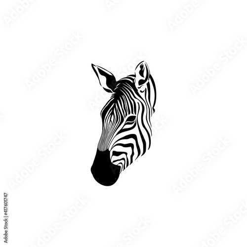 Fototapeta Naklejka Na Ścianę i Meble -  Zebra Head Sketch Vector Graphics Monochrome Drawing, Vector Illustration for Tattoo and Printing
