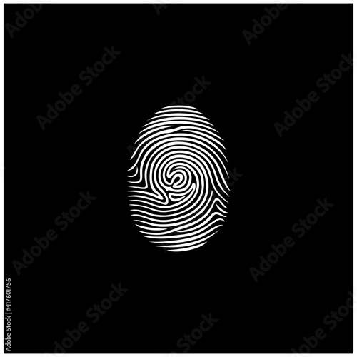 Finger Print Vector Icon Illustration Isolated on Black Background