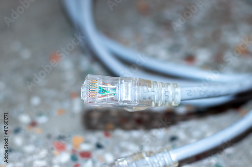 LAN network connection ethernet cable. Internet cord